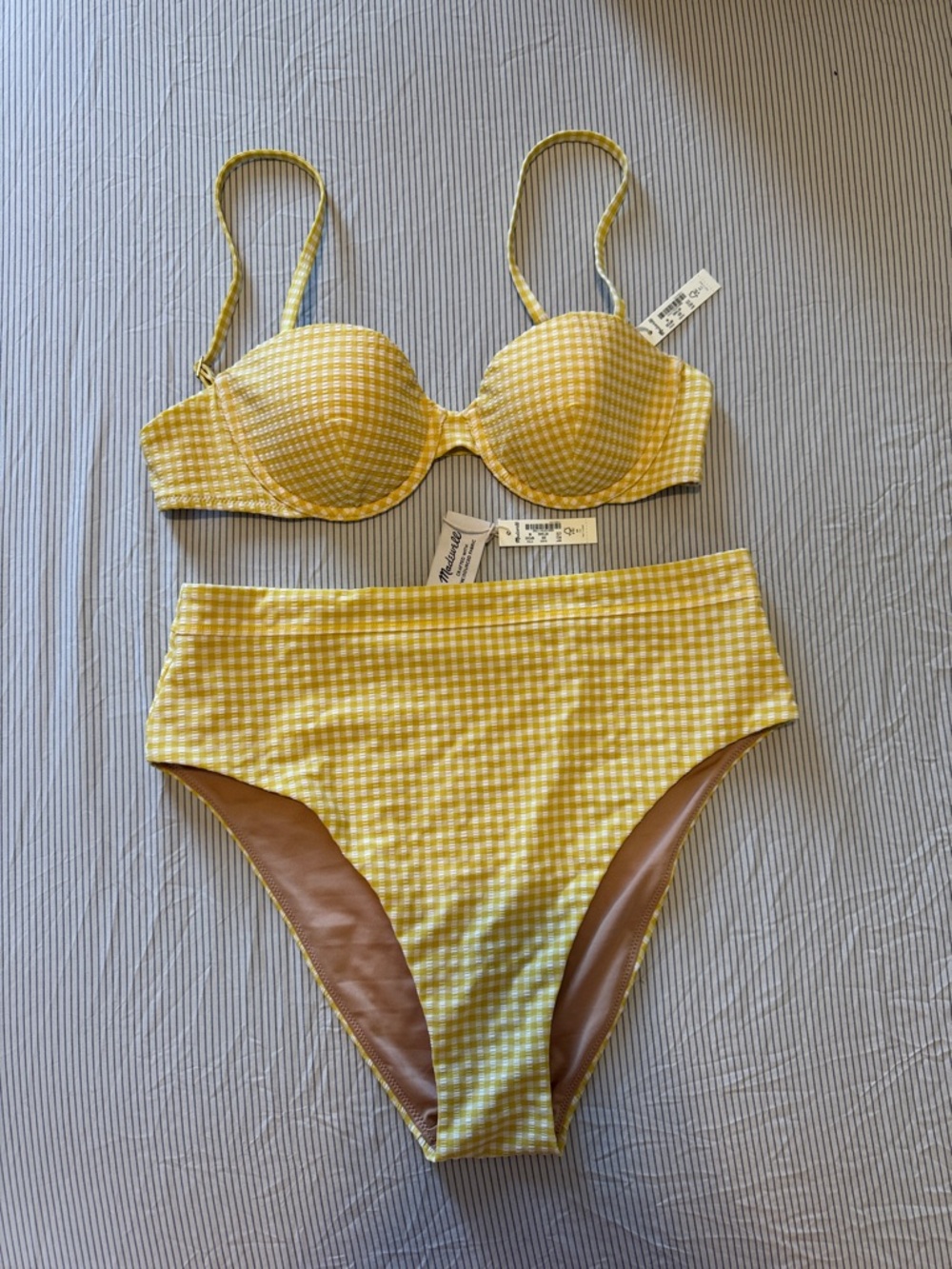 Madewell Yellow Gingham Two-Piece Bikini Set